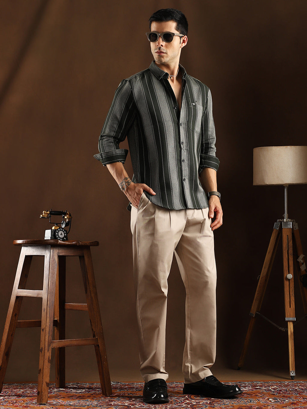 Multitrack-Striped Regular Shirt