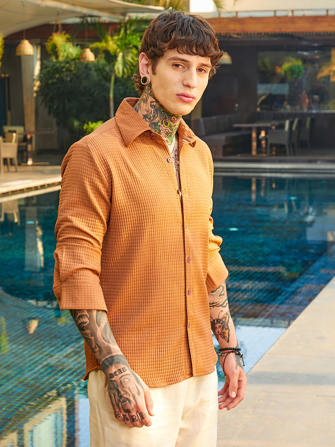 Grid-Textured Shirt