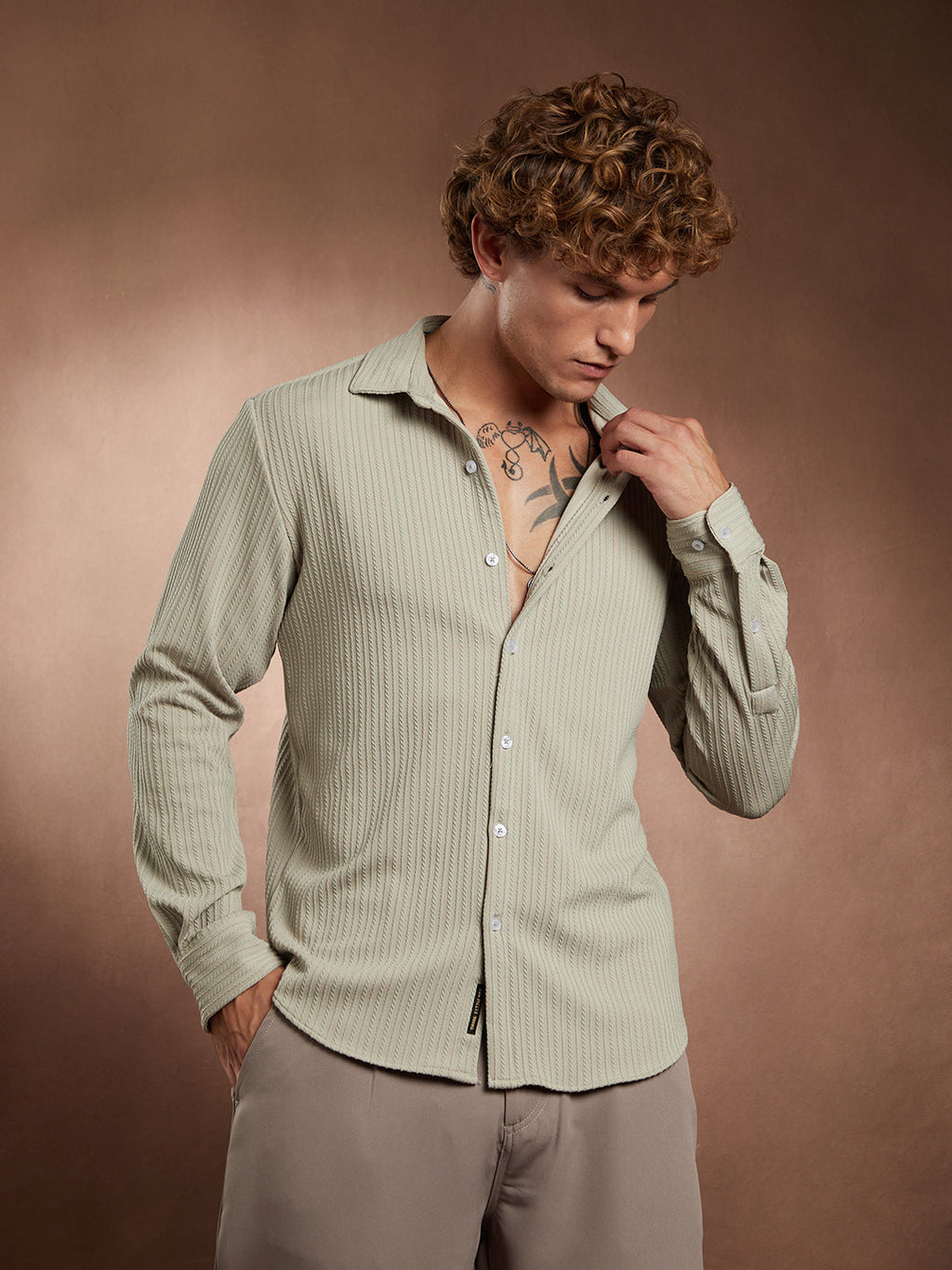 Rope-Striped Tactile Shirt