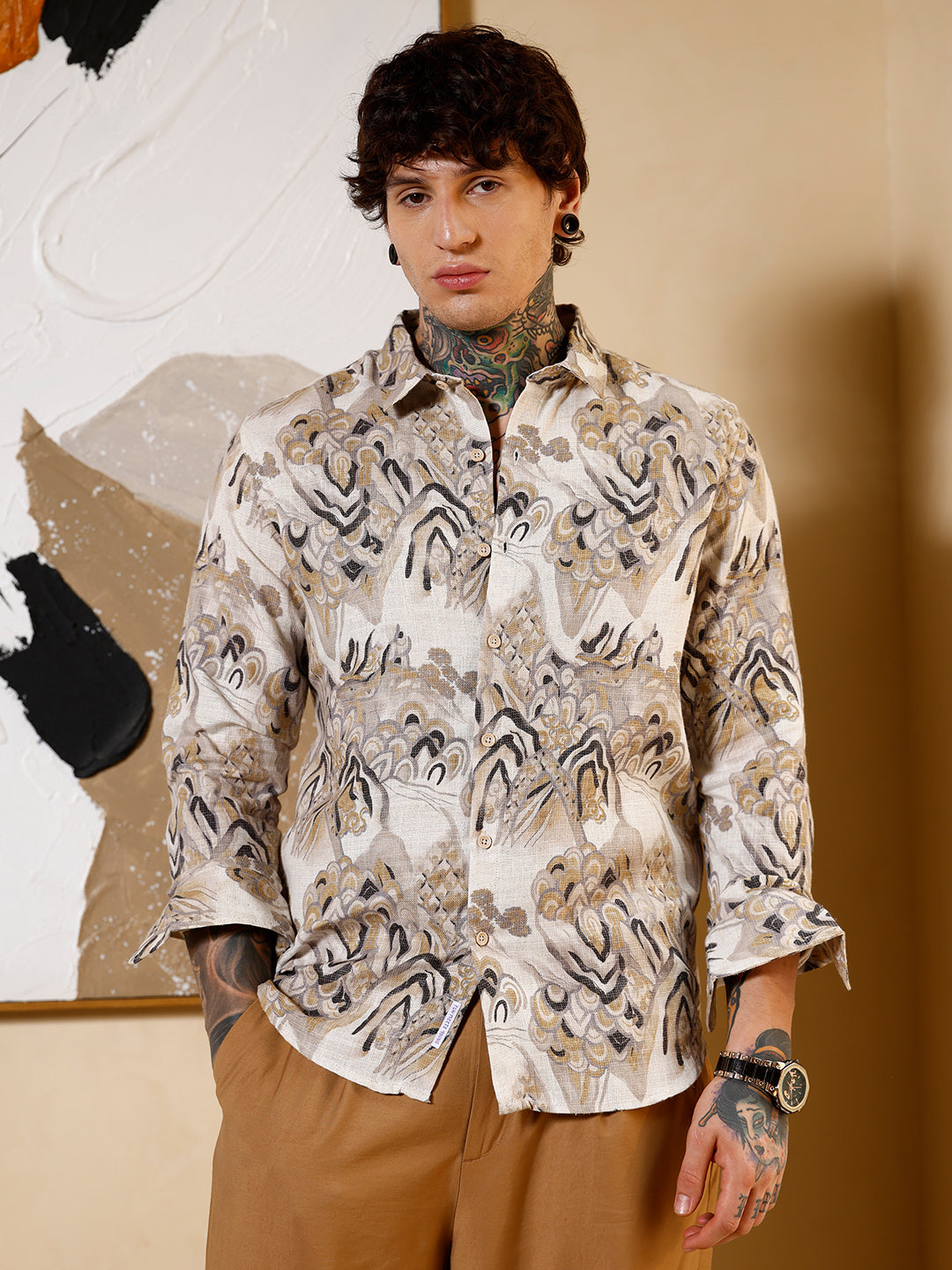 Strokes-Imprint Brushed Shirt