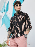 Contrast-Strokes Imprint Shirt
