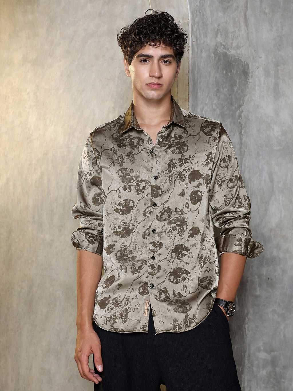 Faded-Flora Jacquard Shirt