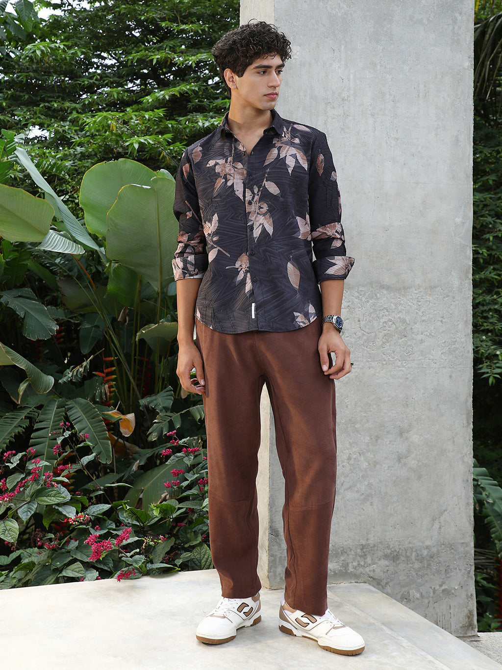 Imprinted Foliage Textured Shirt