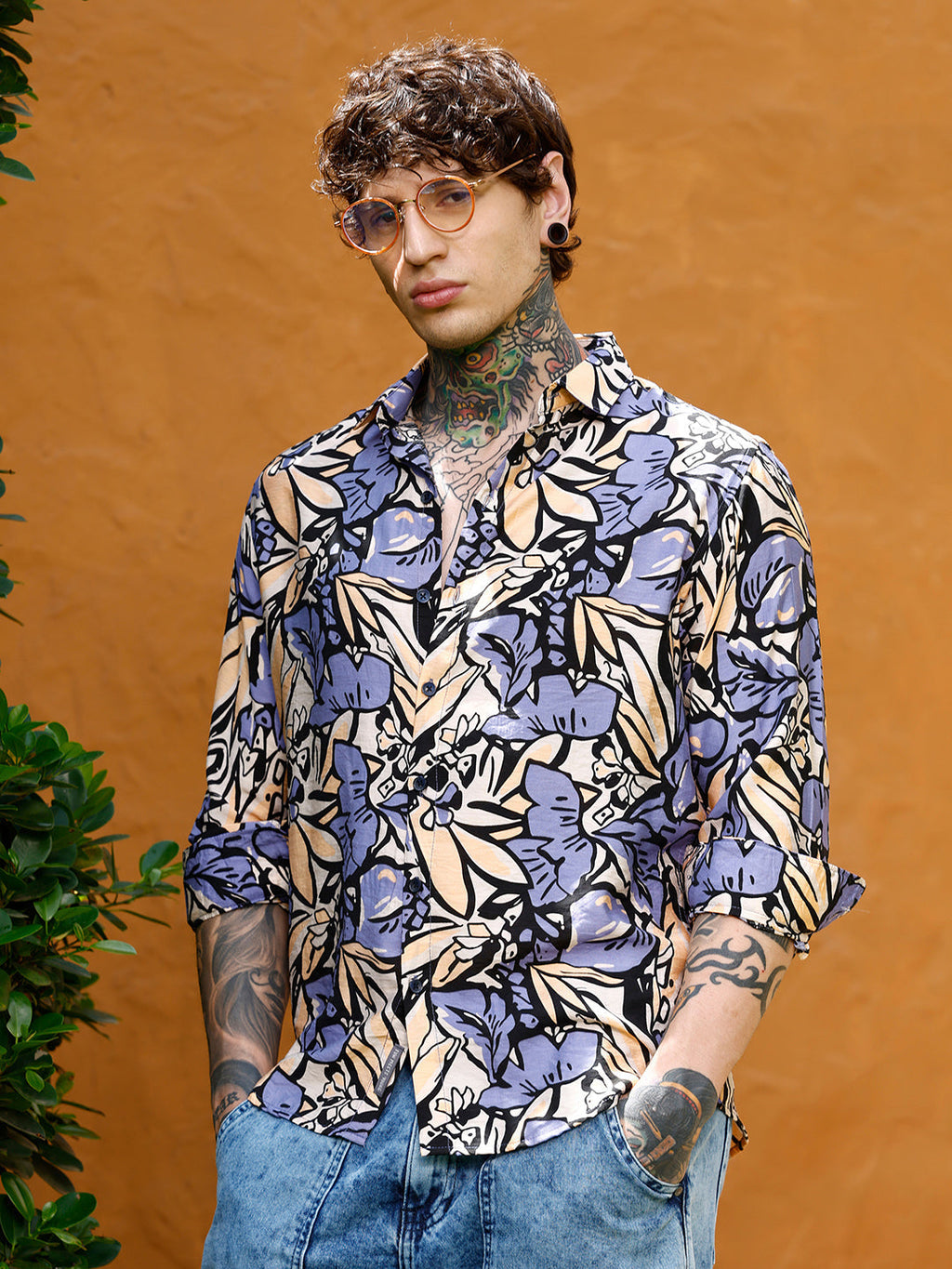 Cluster-Botanical Imprint Shirt