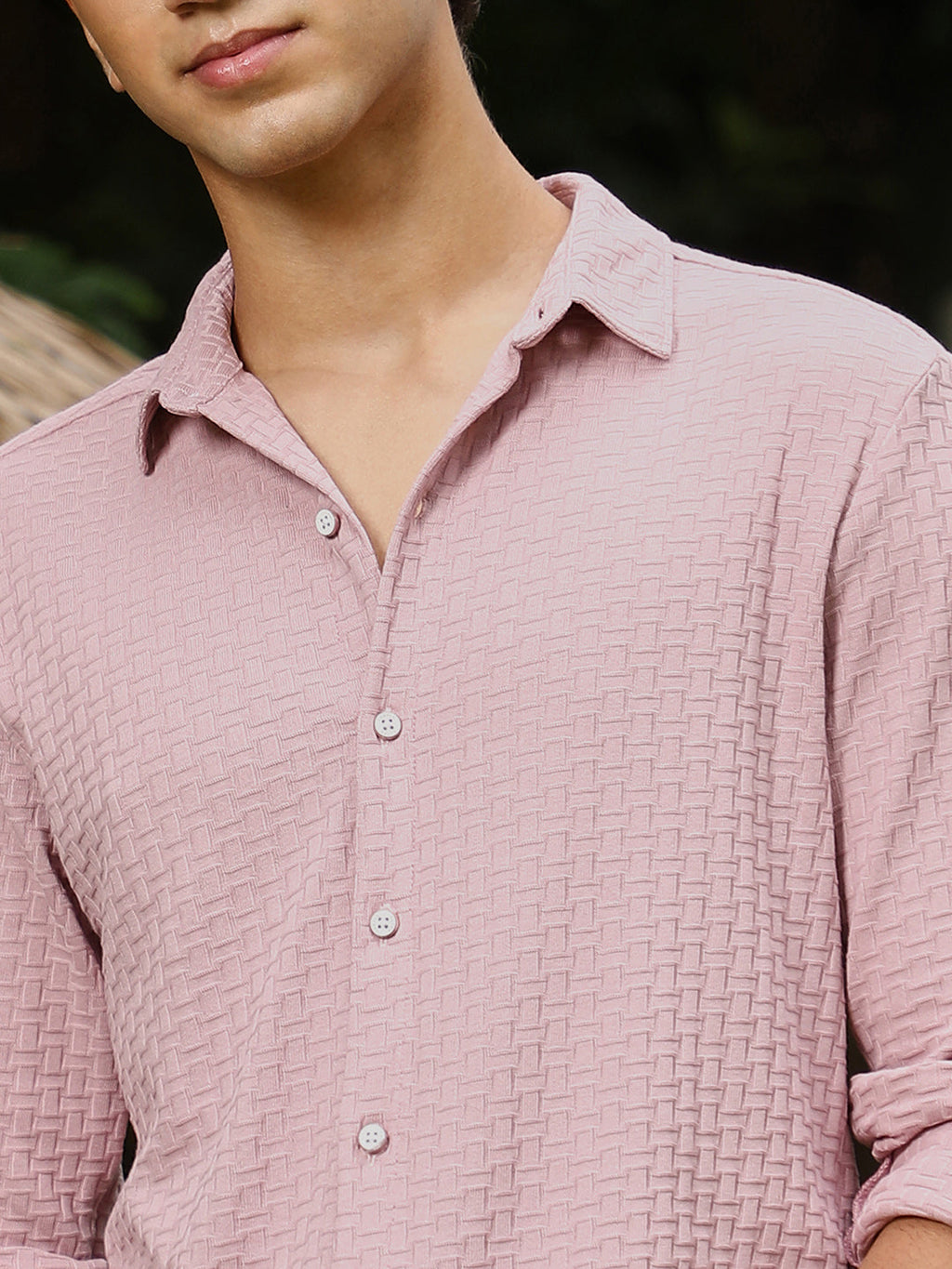 Basket-Knit Jacquard Shirt