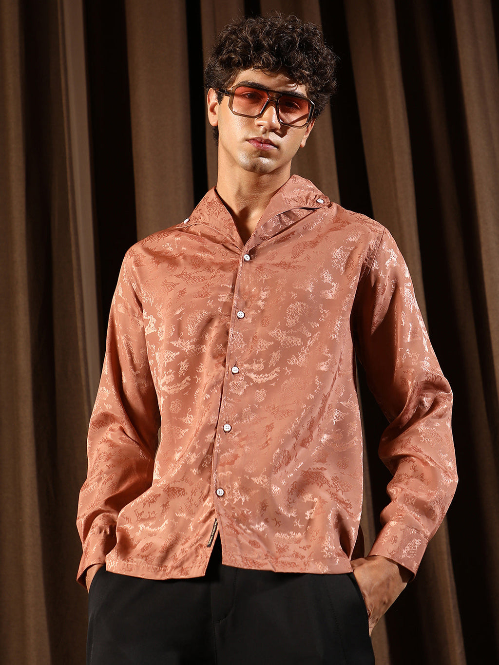 Flake-Jacquard Satin Shirt