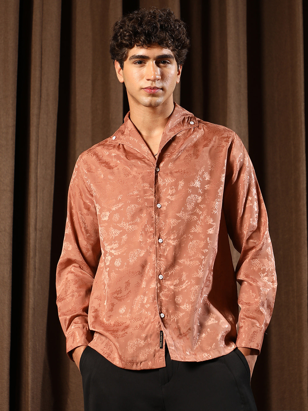 Flake-Jacquard Satin Shirt