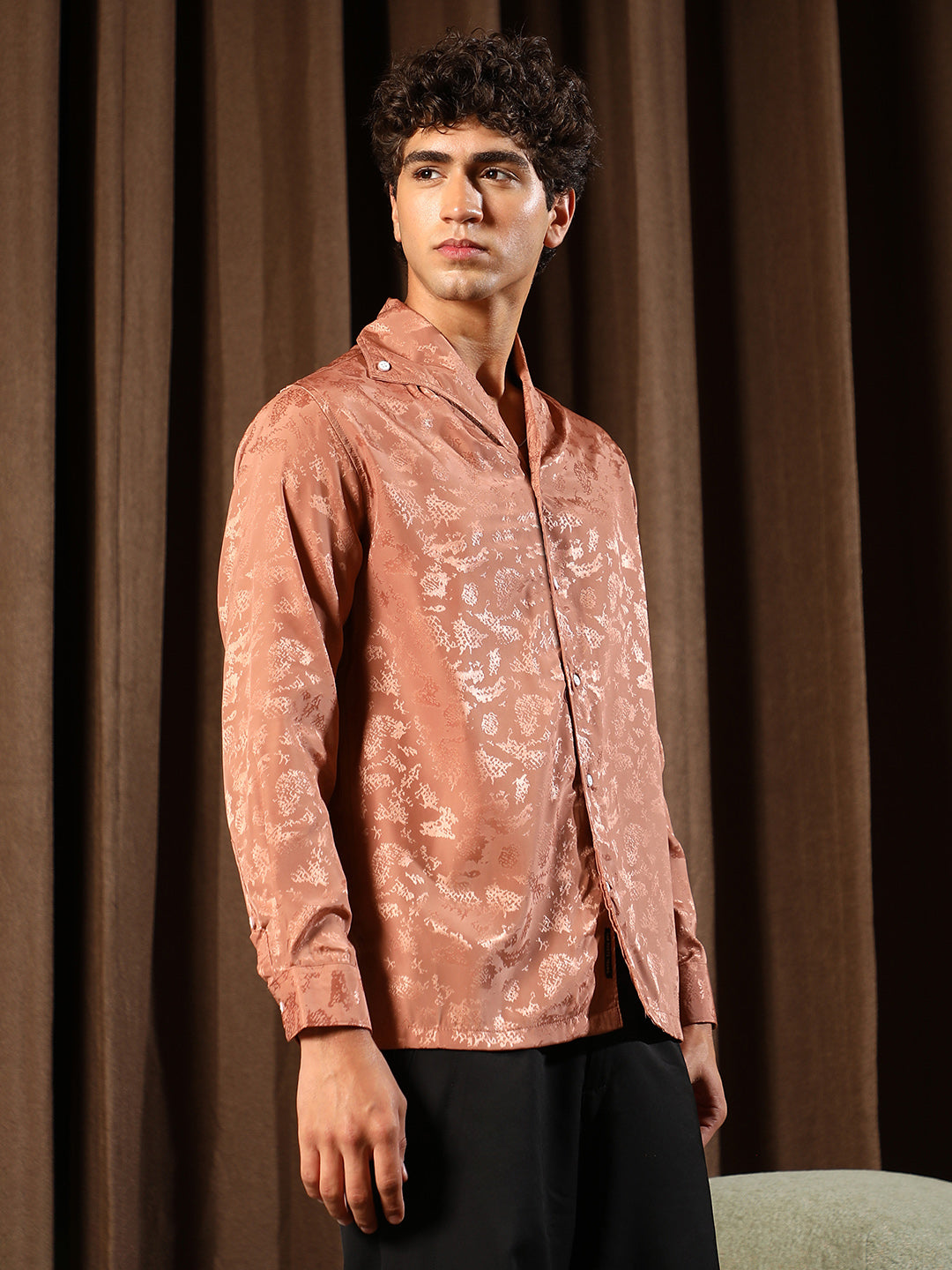Flake-Jacquard Satin Shirt