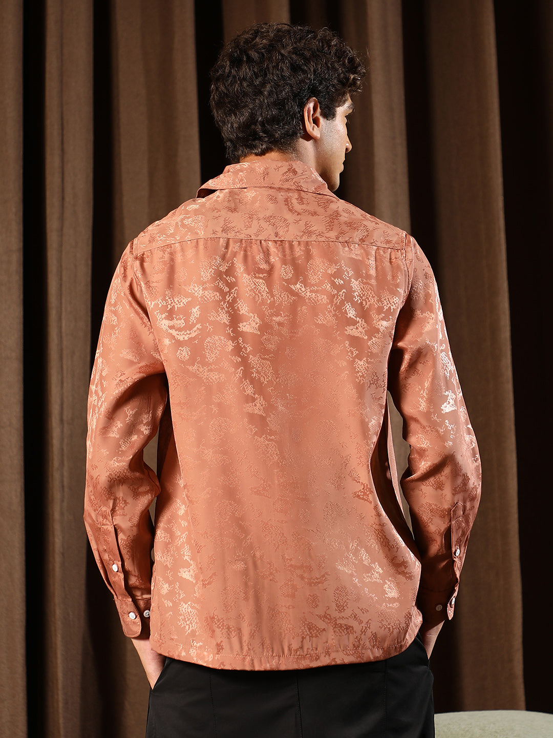 Flake-Jacquard Satin Shirt