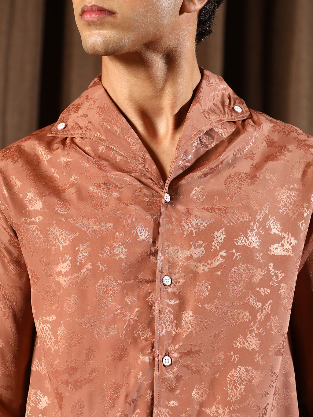 Flake-Jacquard Satin Shirt
