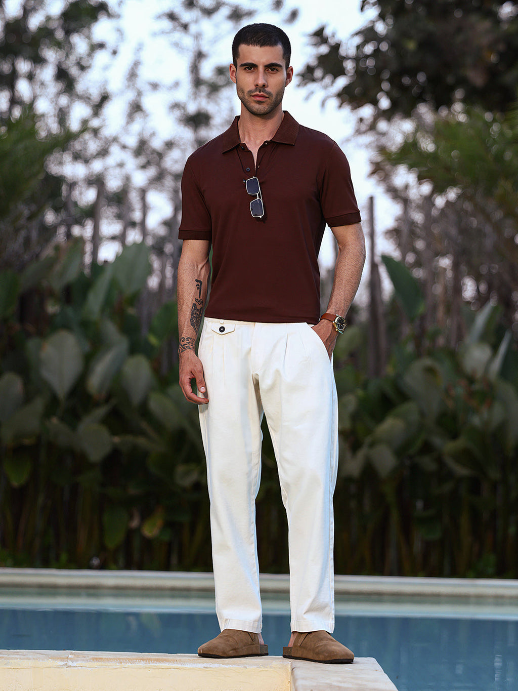 Off-White Pleated Cotton Trousers