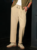 Men's Beige Relaxed Fit Knit Trousers