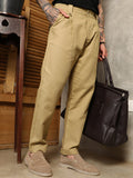 Ribbed-Pleated Chino Trousers