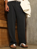 Micro-Waffle Straight-Leg Trousers