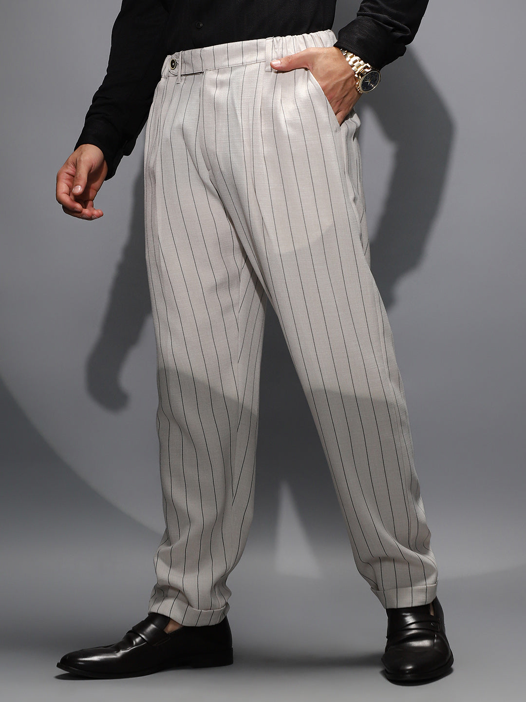 Lightweight - Pinstripe-Pleated Chino Trousers