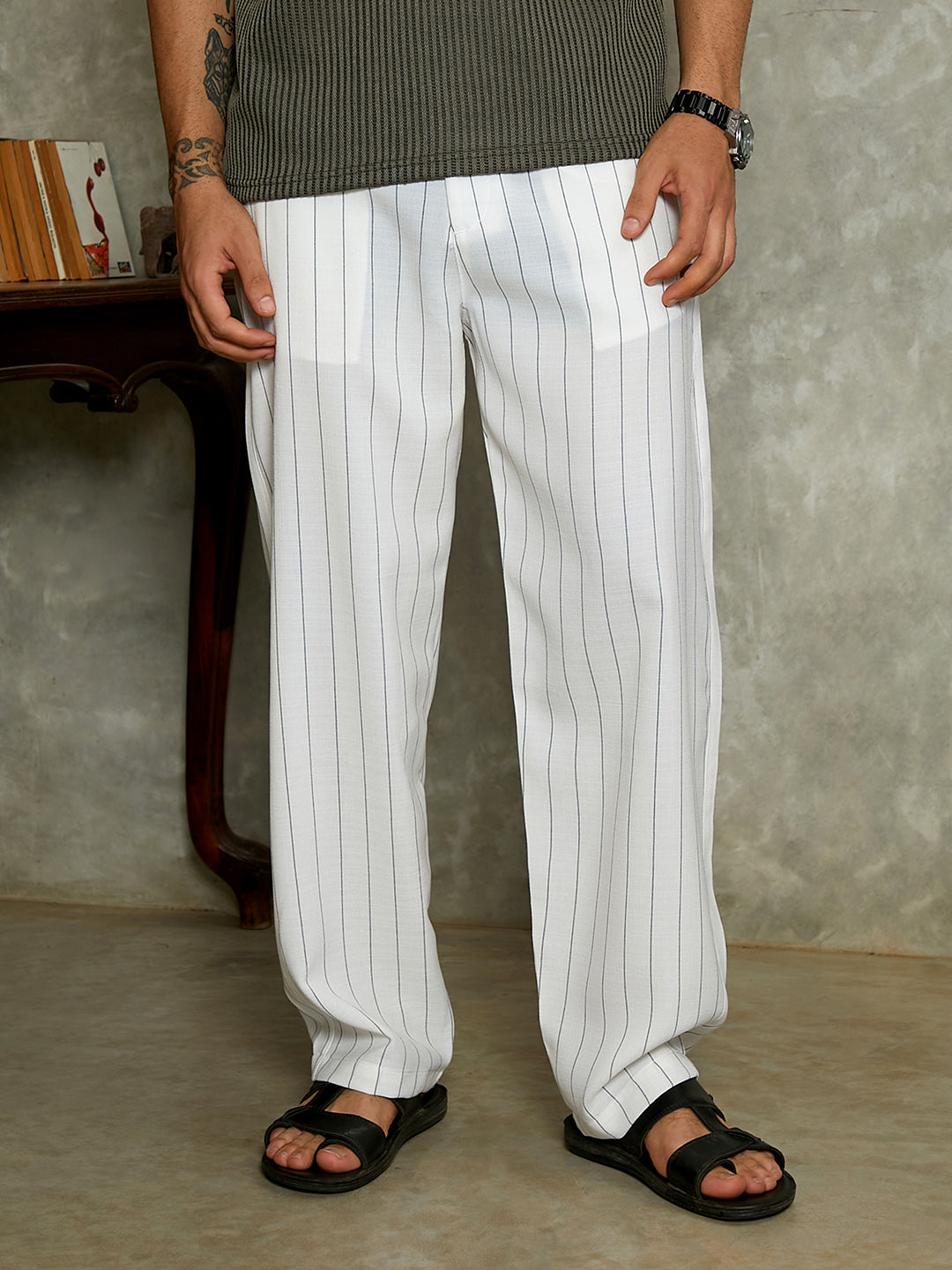 Lightweight - Pinstriped Chino Trousers
