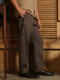 Side-Snap Straight Trousers