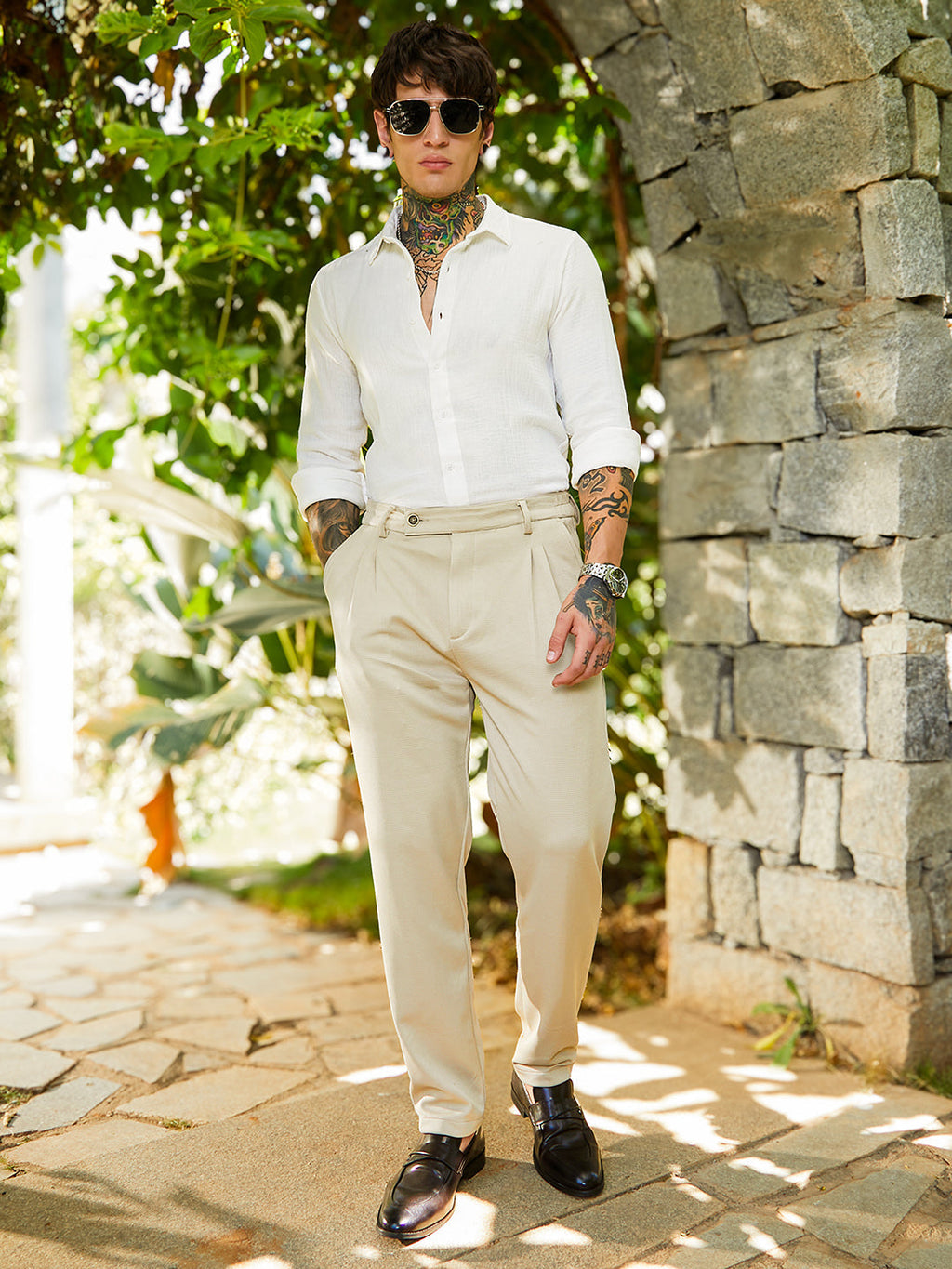 Micro-Waffle Chino Trousers