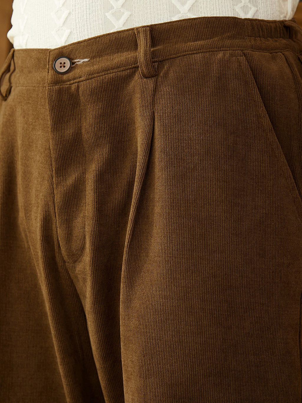 Corduroy Pleated Trousers