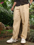 Lightweight - Buff Beige Pleated Extended-Button Trousers
