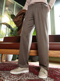 Pleated-Ribbed Trousers