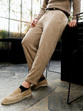 Ribbed-Pleated Cuffed Trousers