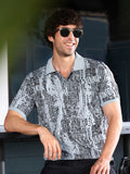 Abstract-Gravel Print Polo T-Shirt