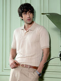 Crevice-Jacquard Polo T-Shirt