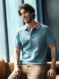 Contrast-Ribbed Polo T-Shirt