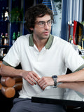 Contrast-Lined Ribbed Polo T-Shirt