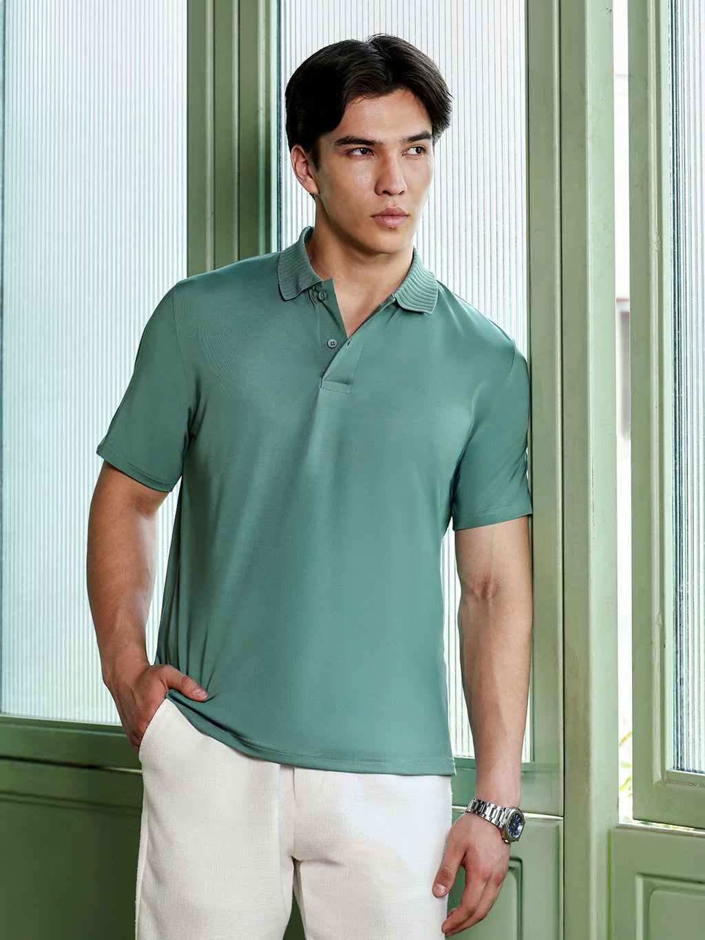 Men's Sage Green Solid T-Shirt