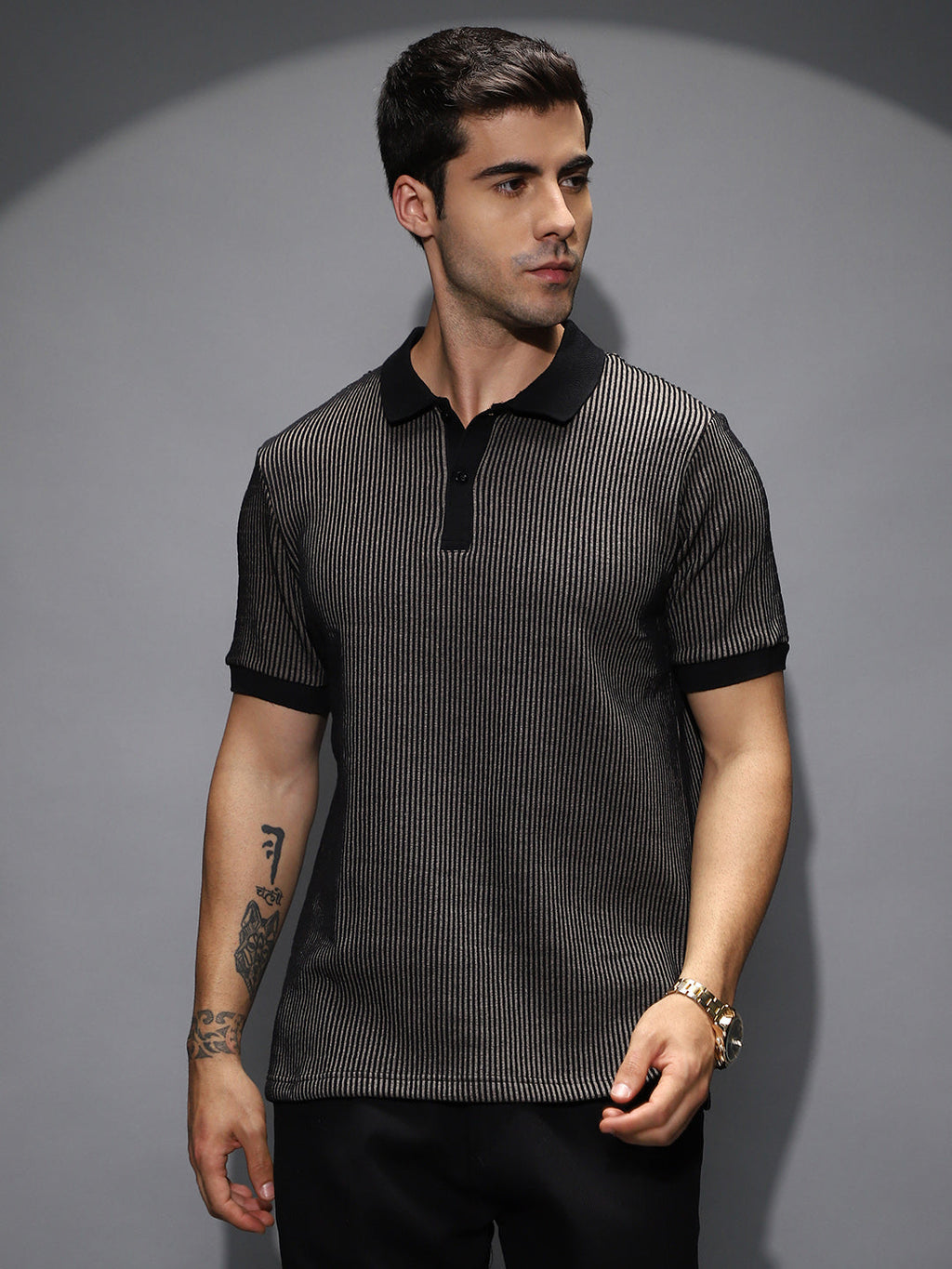Pinstriped Polo T-Shirt