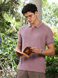 Mauve Purple Abstract-Tactile Knit Polo T-Shirt