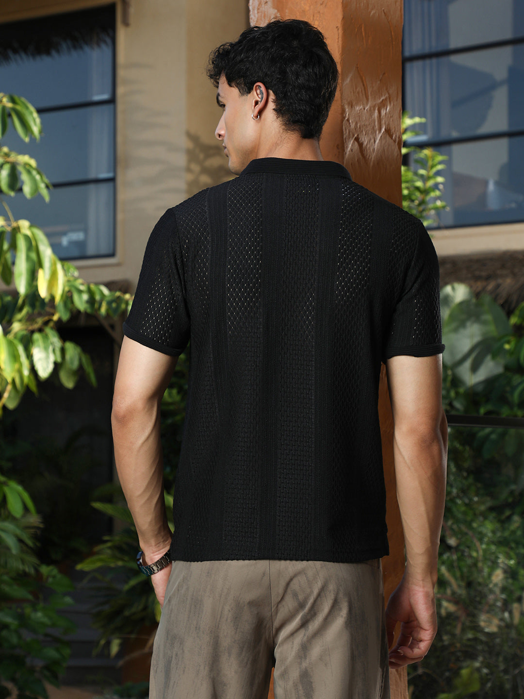 Marquise-Panel Jacquard Polo T-Shirt