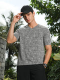 Coin Grey & Midnight Black Contrast-Heathered Knitted T-Shirt