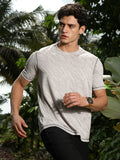 Cloud Grey Plash-Imprint Activewear T-Shirt