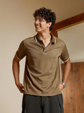 Ribbed-Knit Polo T-Shirt