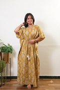 Pastel yellow cotton kaftan