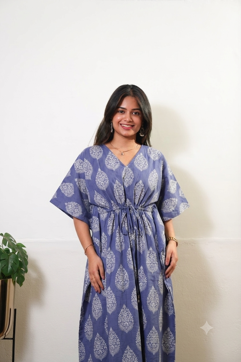 Lavender butta cotton kaftan