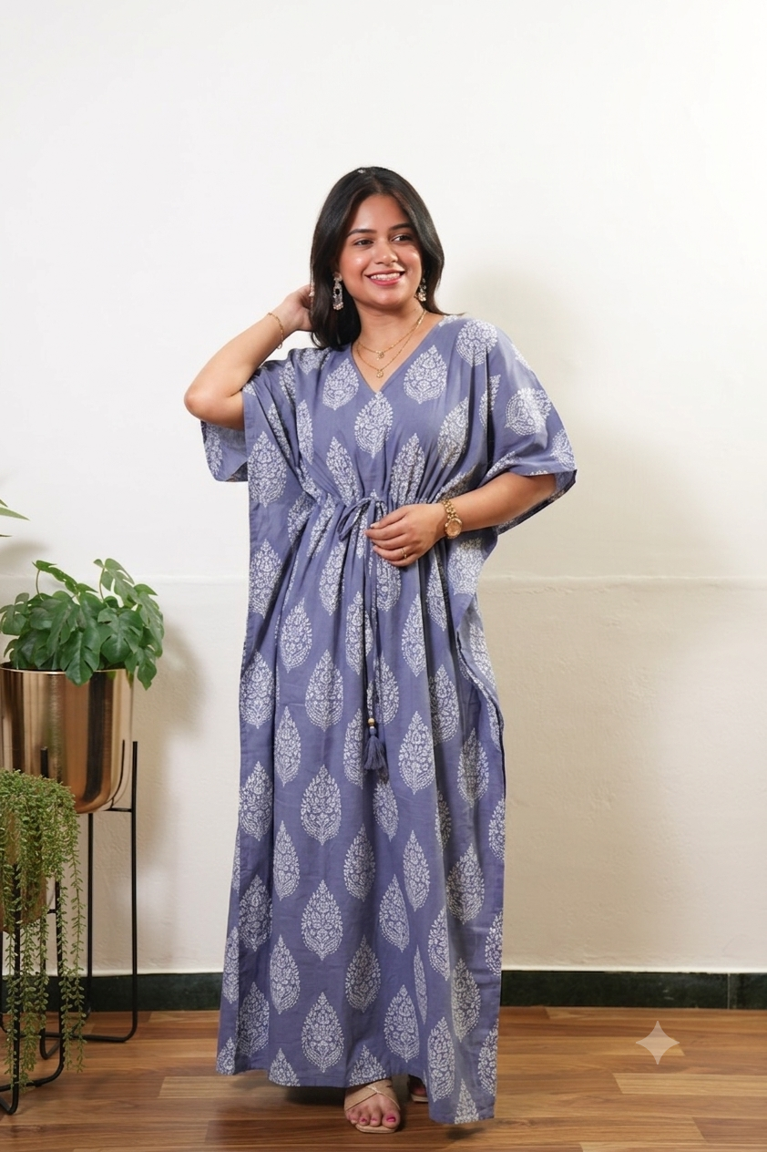 Lavender butta cotton kaftan