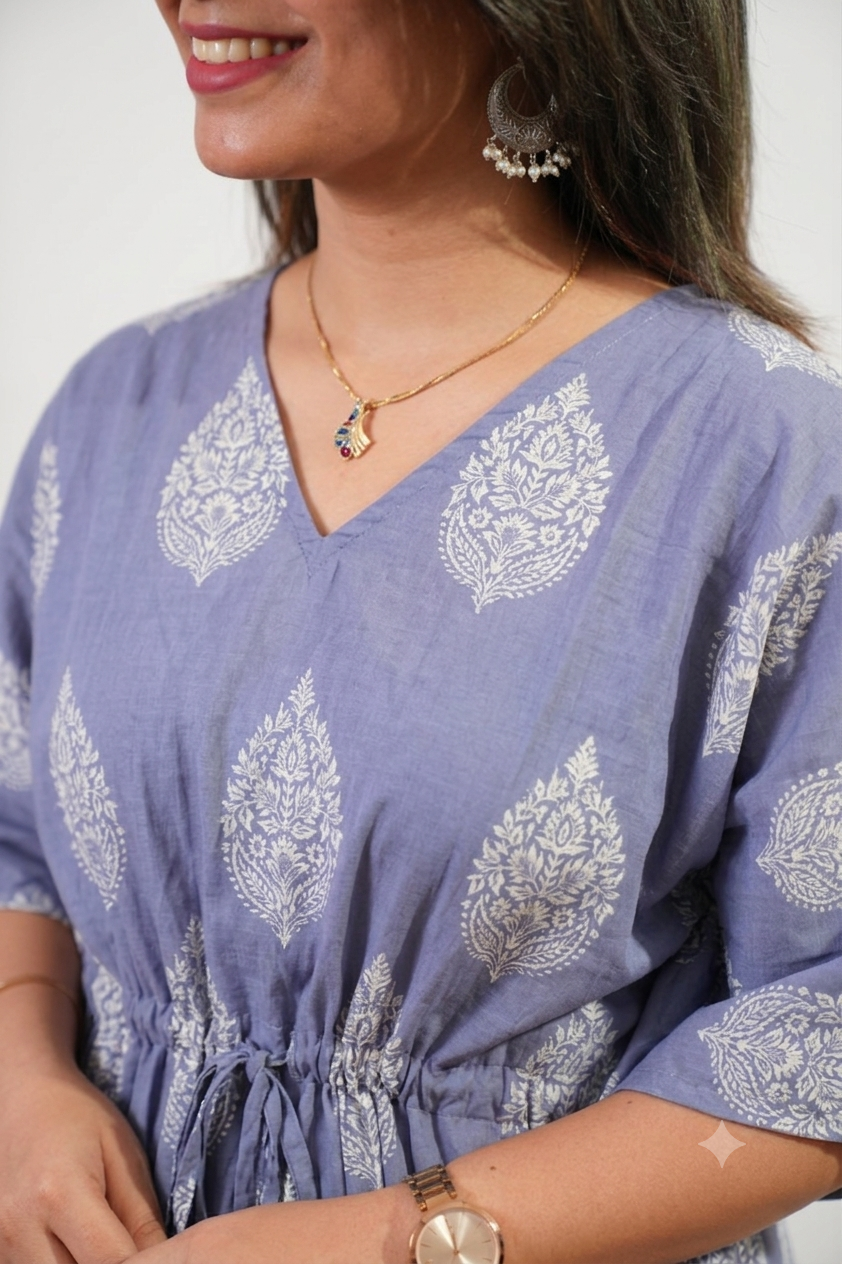 Lavender butta cotton kaftan