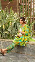 Mustard geometric cotton comfies