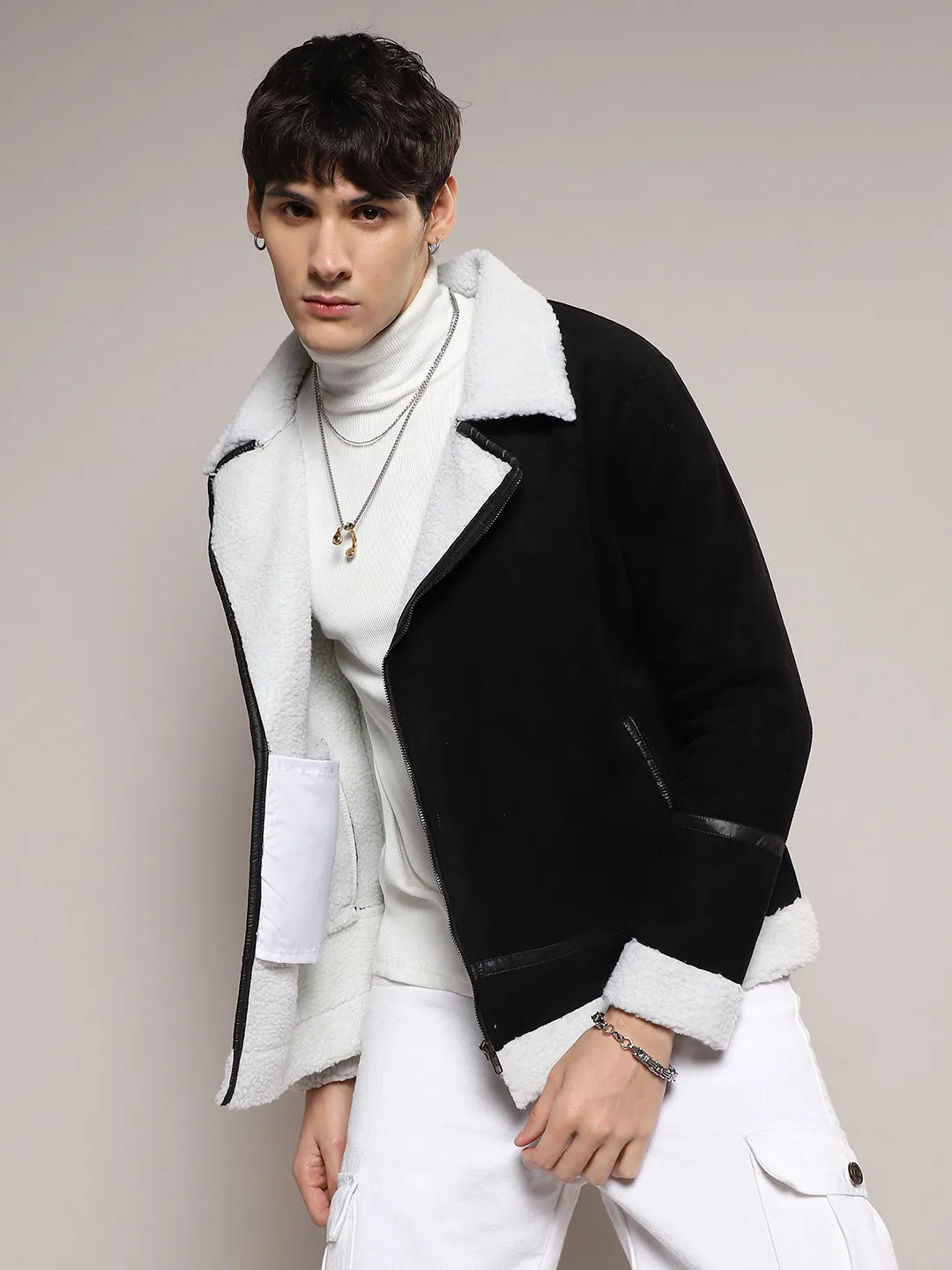 Fleece Lined Biker Jacket
