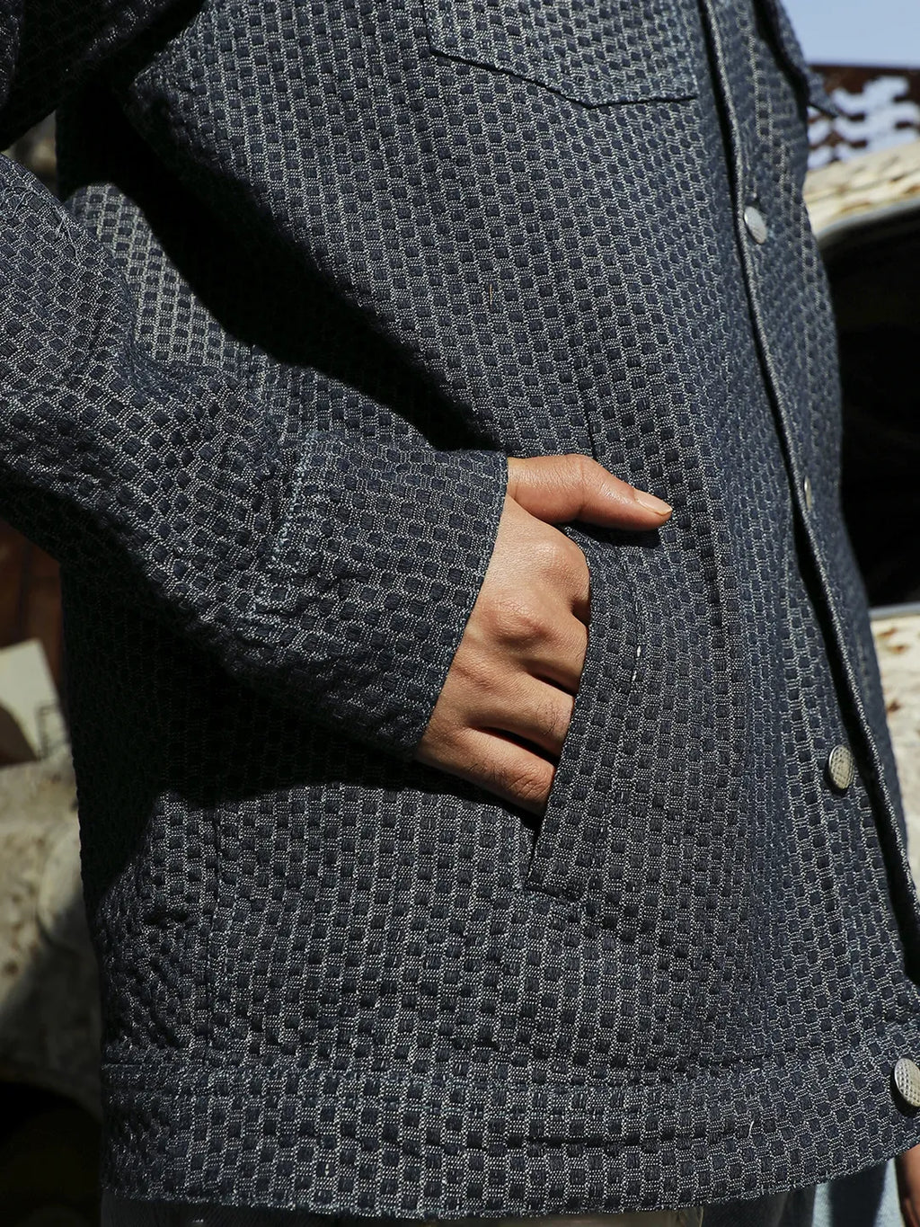 Fleece Polka Dot Denim Jacket