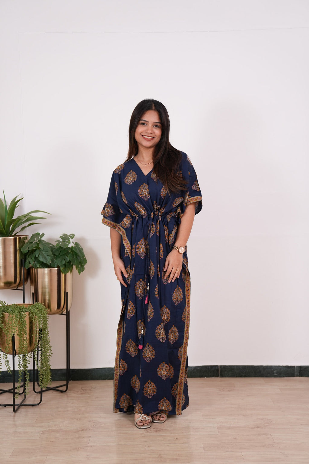 Indigo butta cotton kaftan