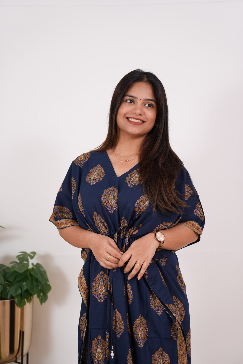 Indigo butta cotton kaftan