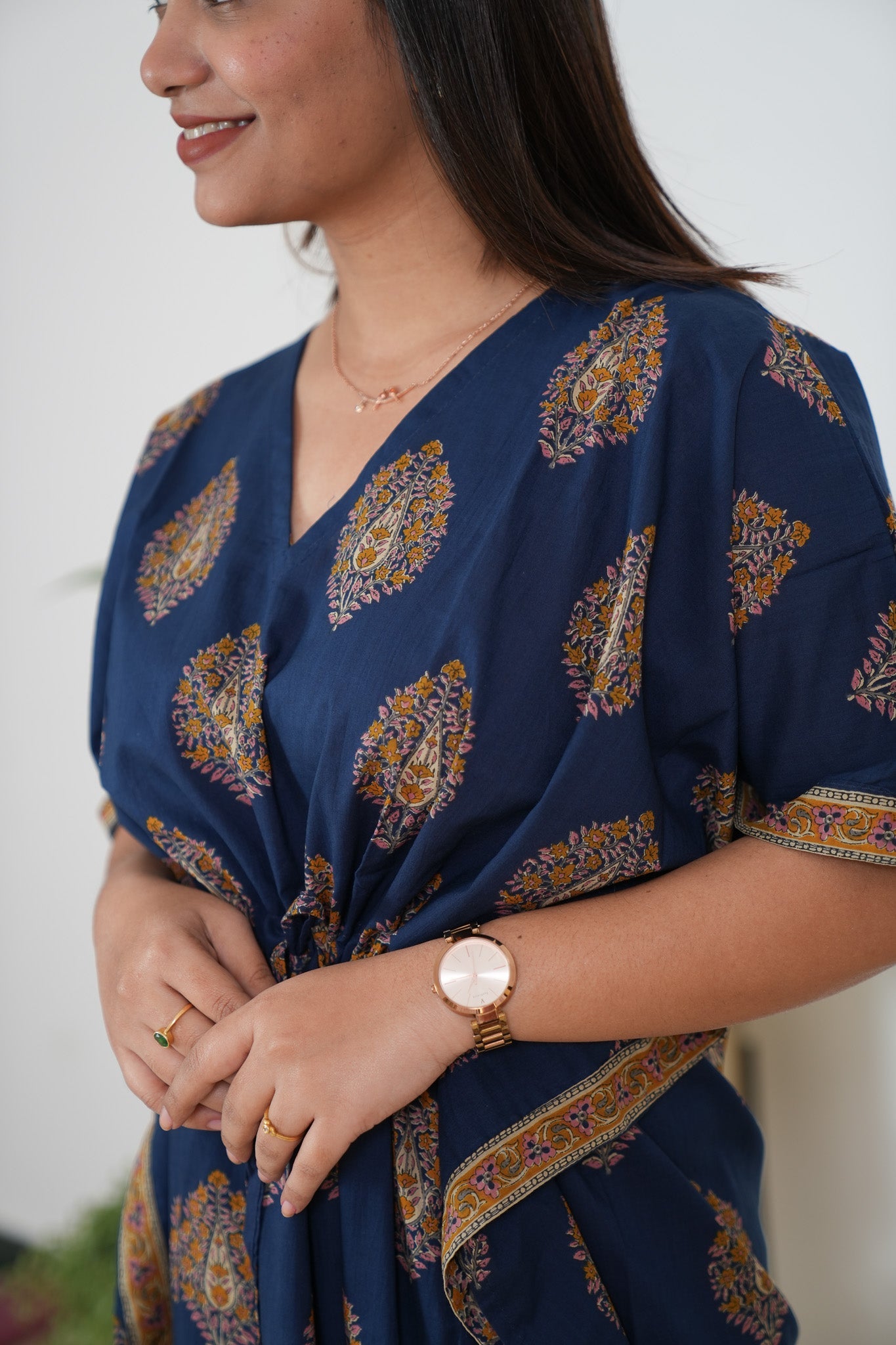 Indigo butta cotton kaftan