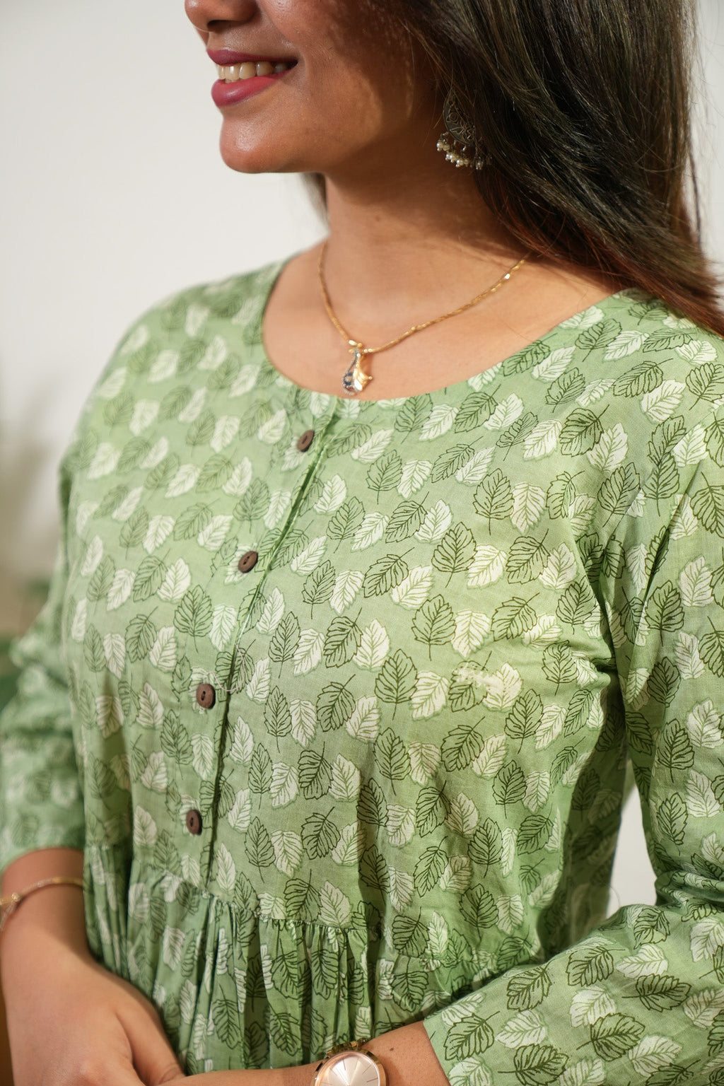 Pastel green peplum button down cotton comfies