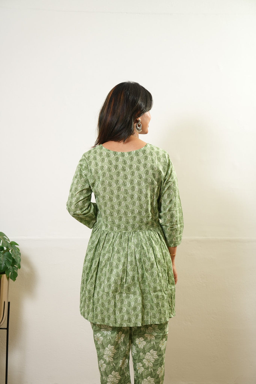 Pastel green peplum button down cotton comfies