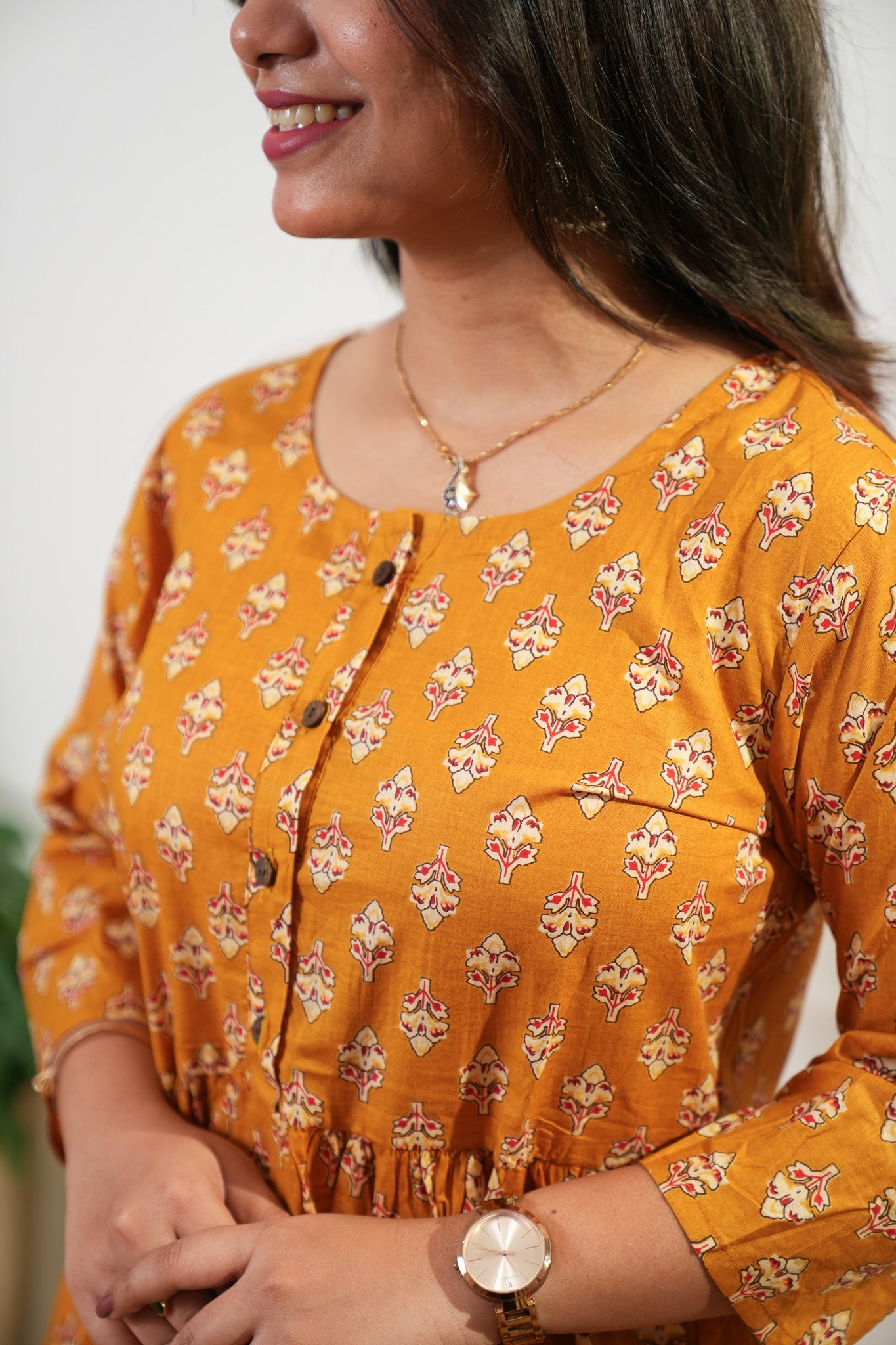 Mustard butta peplum button down cotton comfies